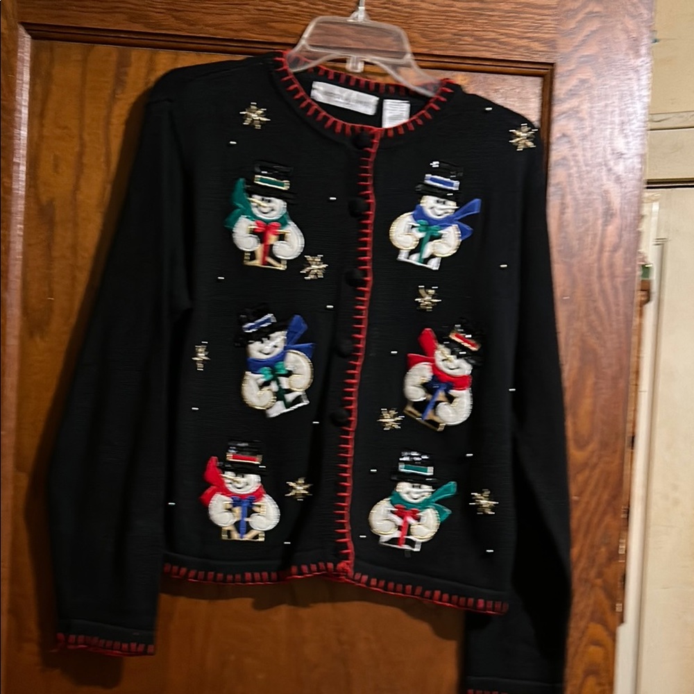 Holiday Snowman Cardigan Sweater